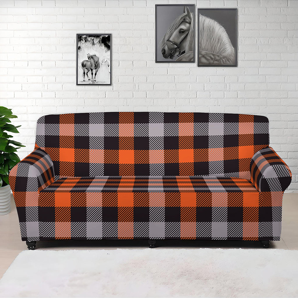 Halloween Buffalo Plaid Print Sofa Cover