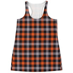 Halloween Buffalo Plaid Print Women's Racerback Tank Top