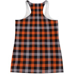 Halloween Buffalo Plaid Print Women's Racerback Tank Top