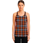 Halloween Buffalo Plaid Print Women's Racerback Tank Top