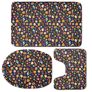 Halloween Candy Pattern Print 3 Piece Bath Mat Set