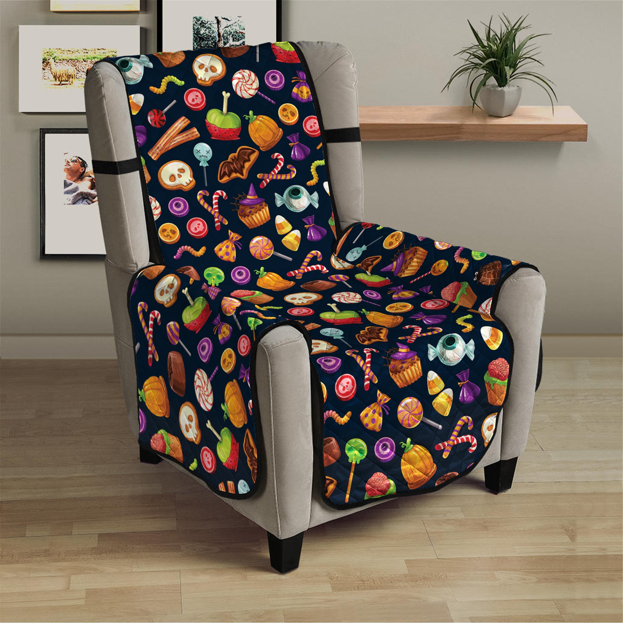 Halloween Candy Pattern Print Armchair Protector