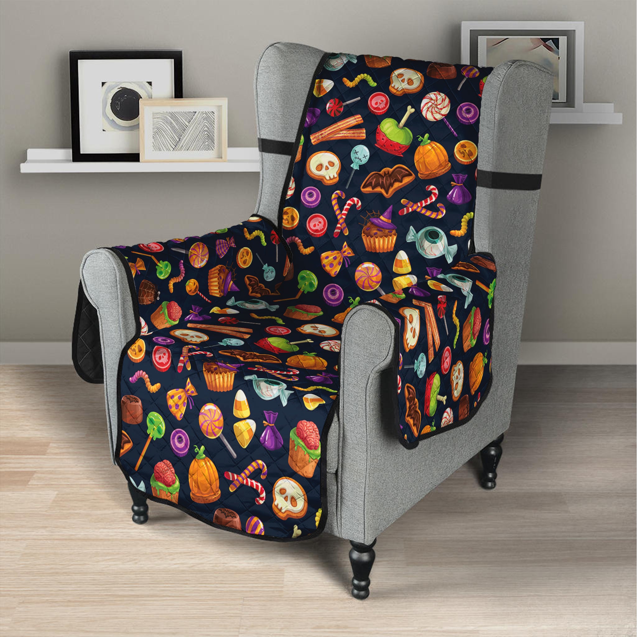 Halloween Candy Pattern Print Armchair Protector