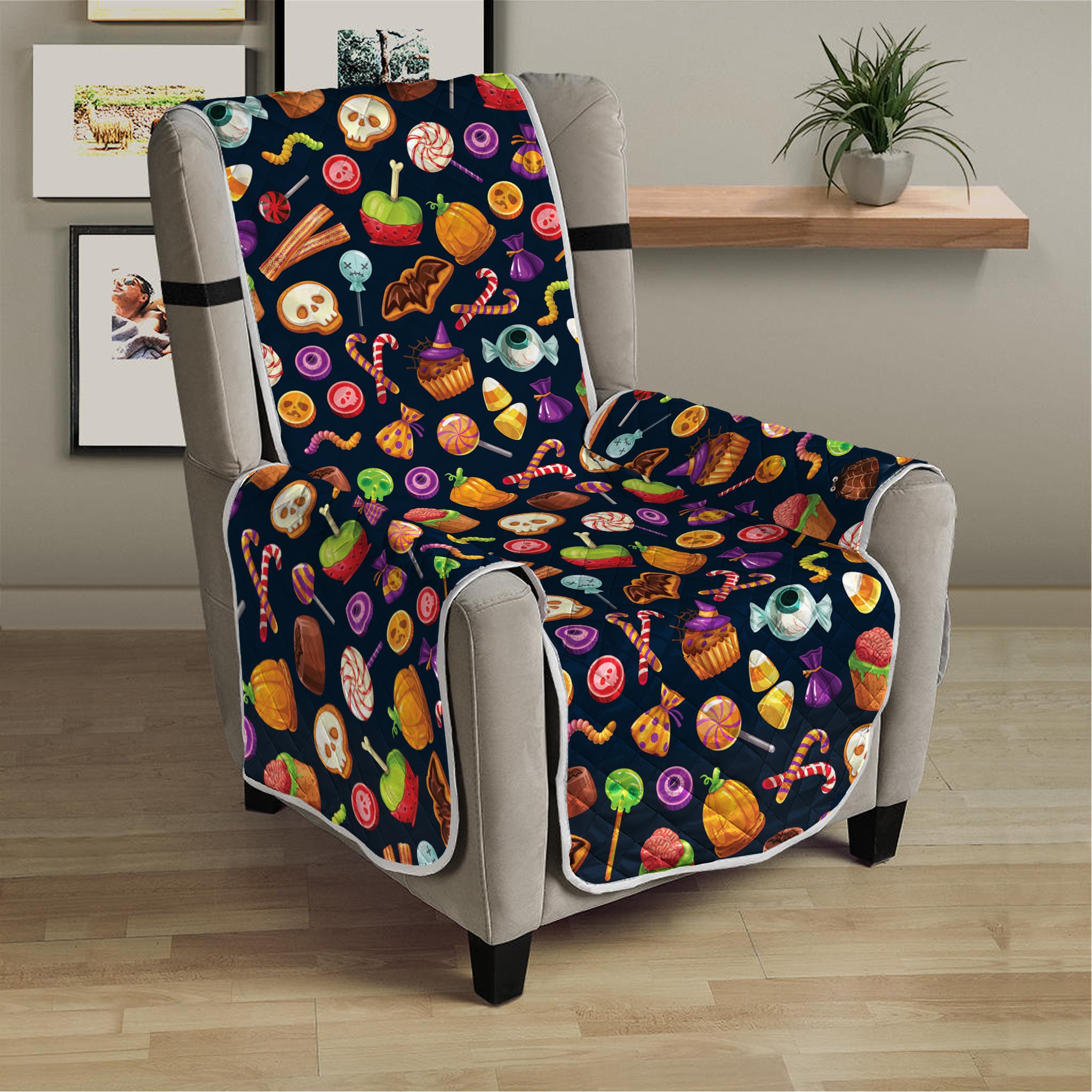 Halloween Candy Pattern Print Armchair Protector