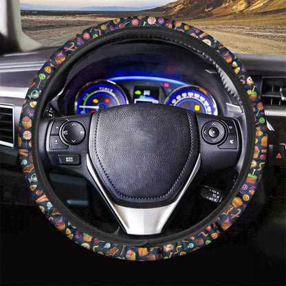 Halloween Candy Pattern Print Car Steering Wheel Cover