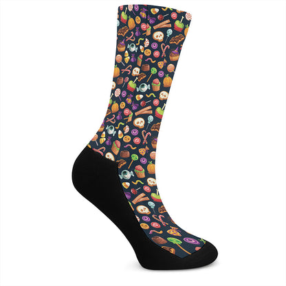 Halloween Candy Pattern Print Crew Socks