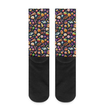 Halloween Candy Pattern Print Crew Socks