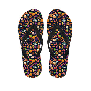 Halloween Candy Pattern Print Flip Flops