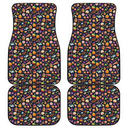 Halloween Candy Pattern Print Front and Back Car Floor Mats