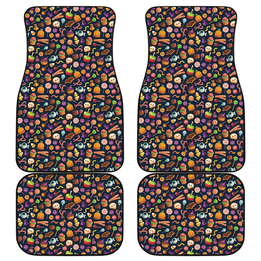 Halloween Candy Pattern Print Front and Back Car Floor Mats