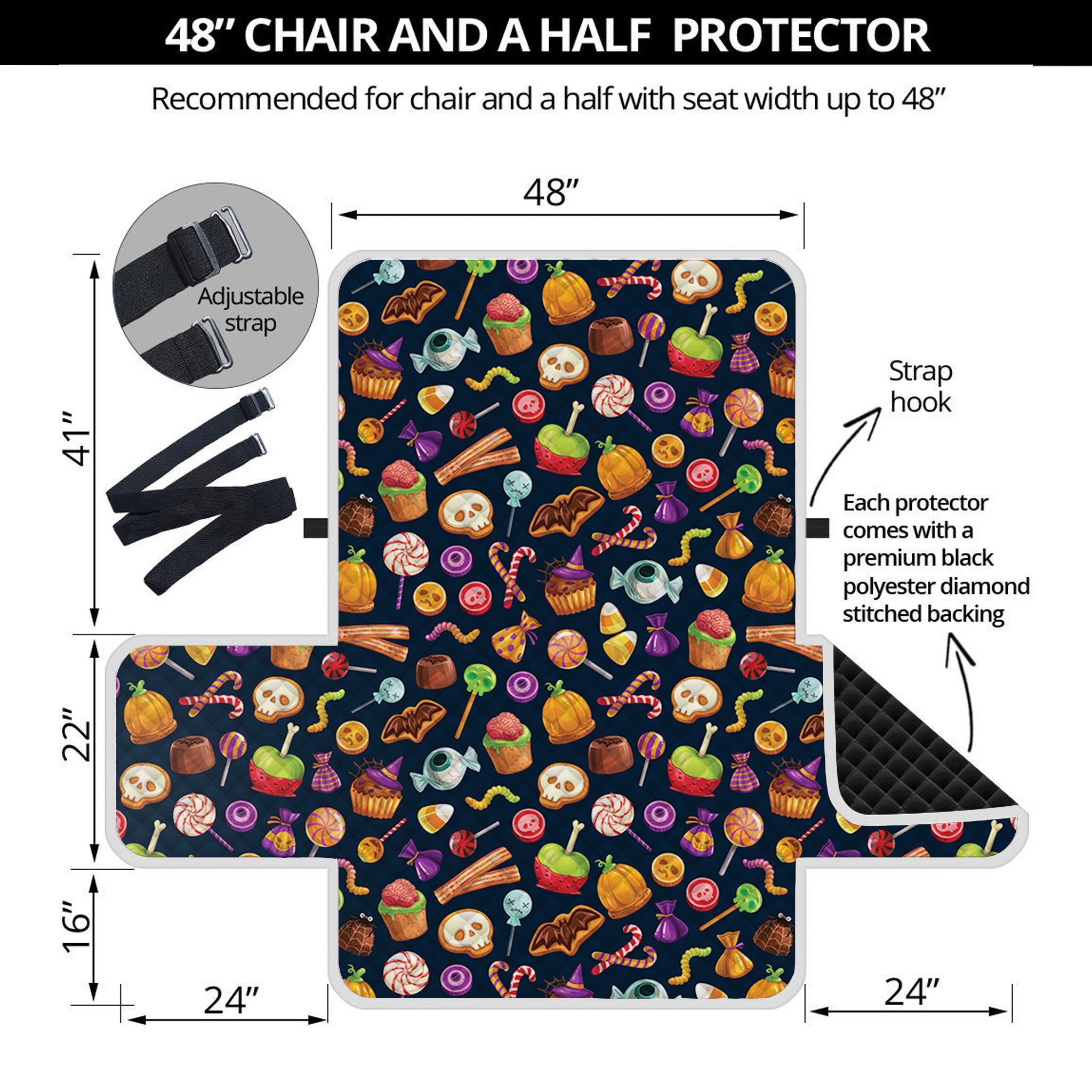 Halloween Candy Pattern Print Half Sofa Protector