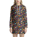 Halloween Candy Pattern Print Pullover Hoodie Dress