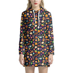 Halloween Candy Pattern Print Hoodie Dress