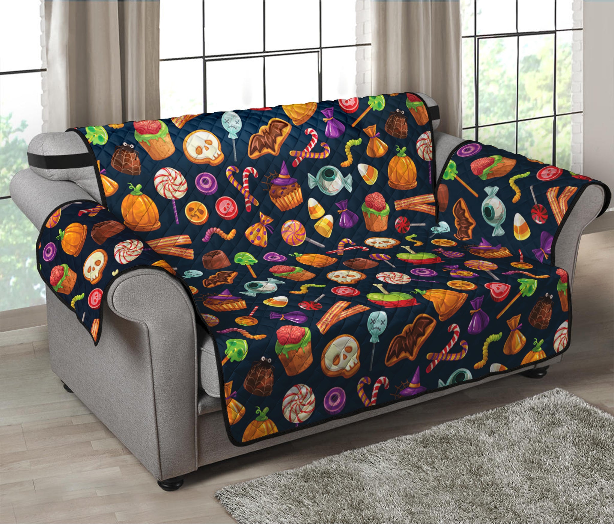 Halloween Candy Pattern Print Loveseat Protector