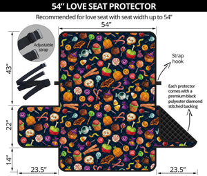 Halloween Candy Pattern Print Loveseat Protector