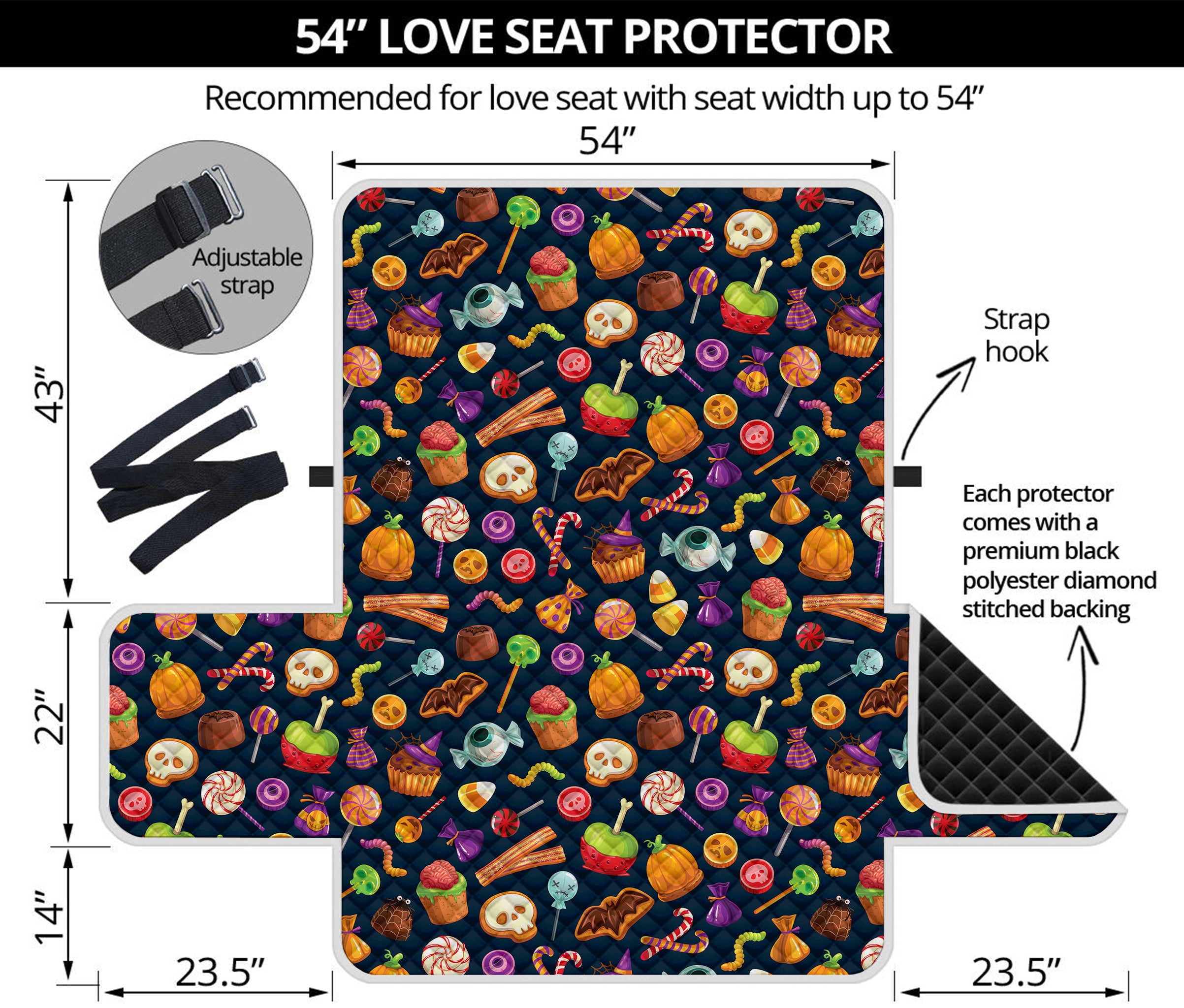 Halloween Candy Pattern Print Loveseat Protector