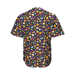 Halloween Candy Pattern Print Men's Baseball Jersey