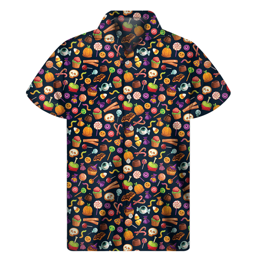 Halloween Candy Pattern Print Men's Short Sleeve Shirt