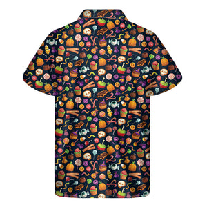 Halloween Candy Pattern Print Men's Short Sleeve Shirt