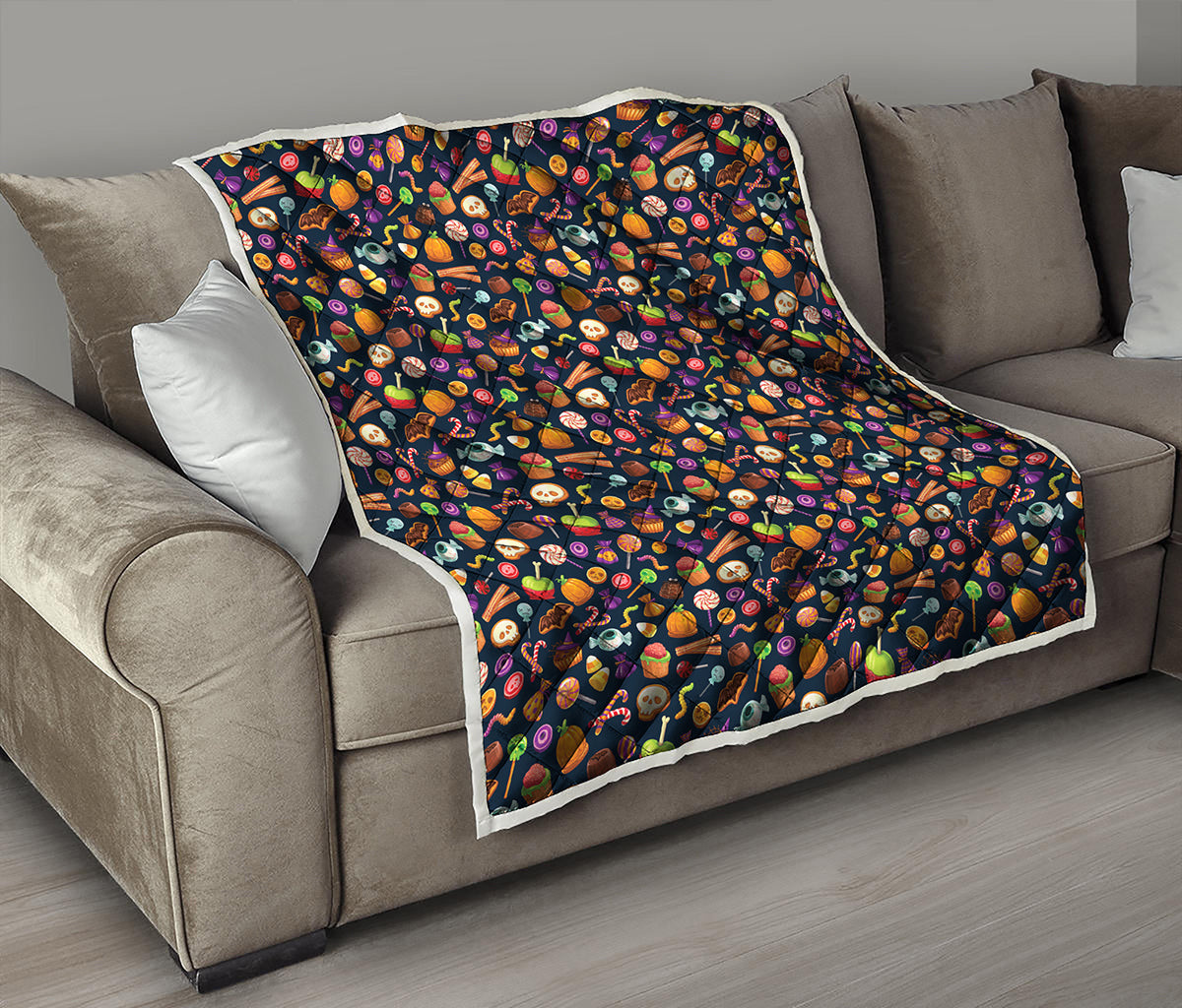 Halloween Candy Pattern Print Quilt