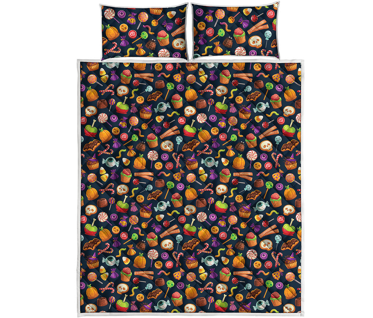 Halloween Candy Pattern Print Quilt Bed Set