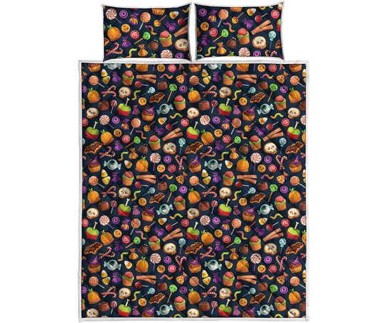 Halloween Candy Pattern Print Quilt Bed Set