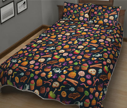 Halloween Candy Pattern Print Quilt Bed Set