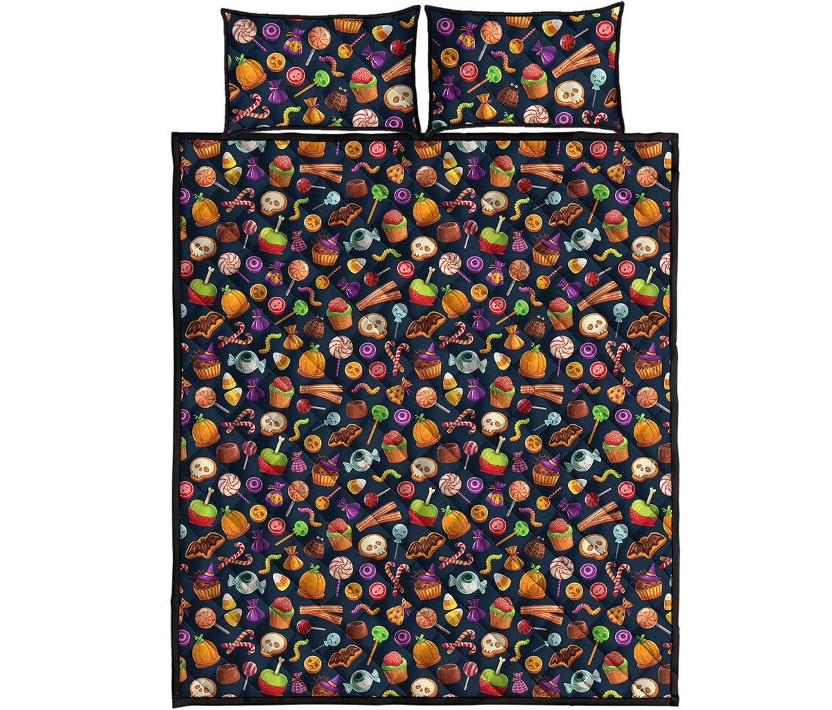 Halloween Candy Pattern Print Quilt Bed Set