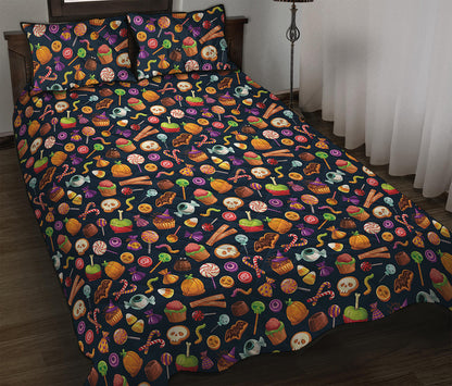 Halloween Candy Pattern Print Quilt Bed Set