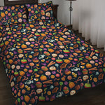 Halloween Candy Pattern Print Quilt Bed Set