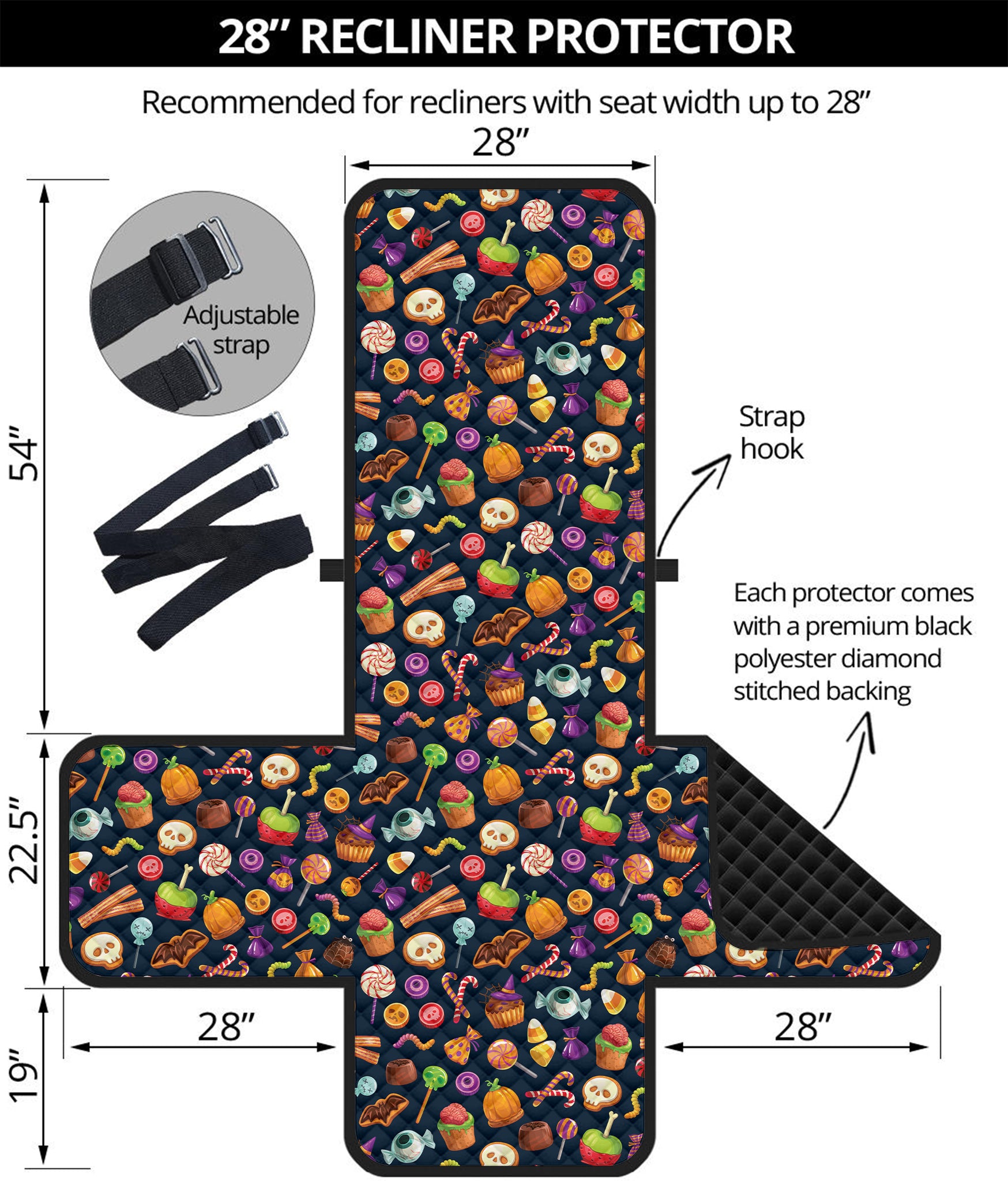 Halloween Candy Pattern Print Recliner Protector