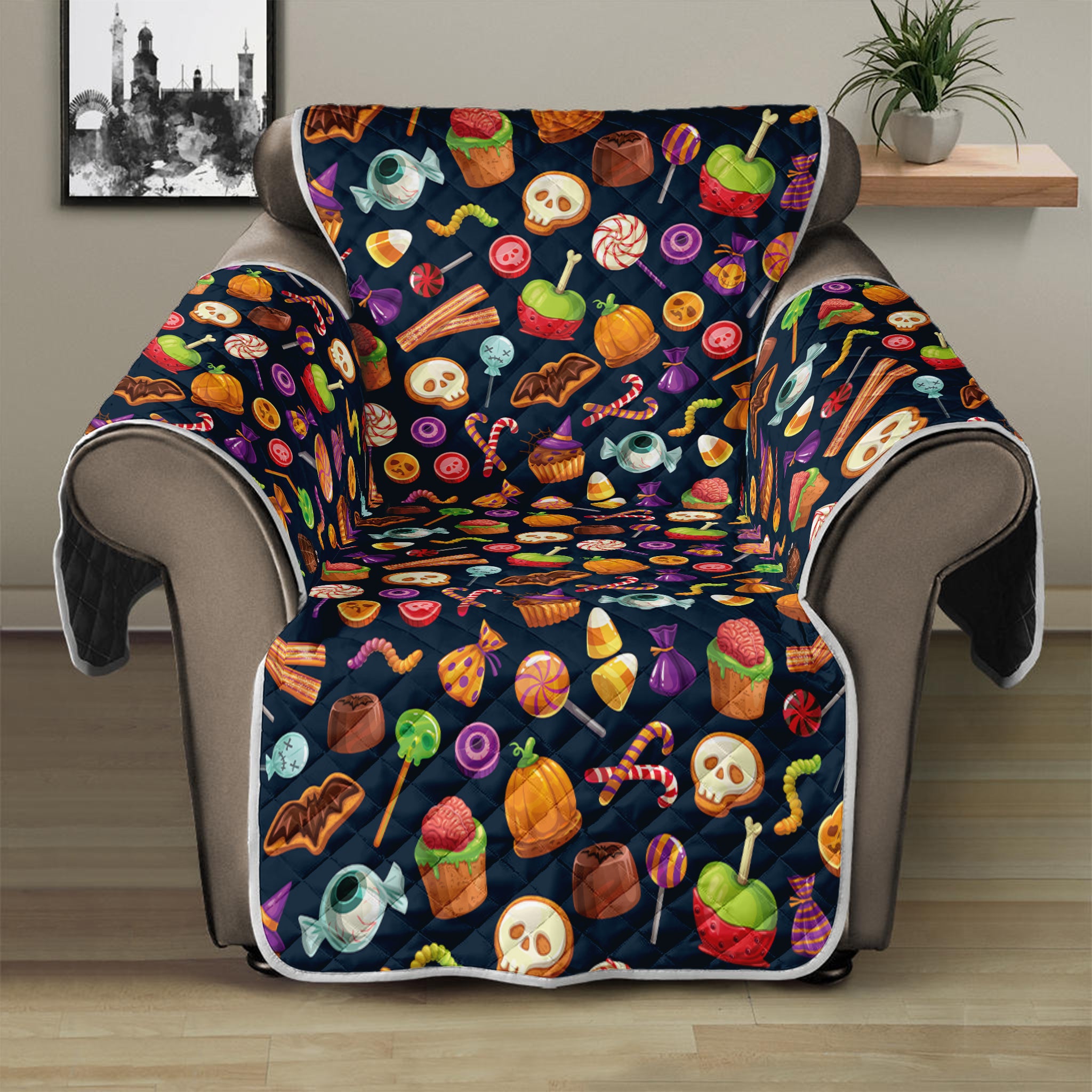 Halloween Candy Pattern Print Recliner Protector