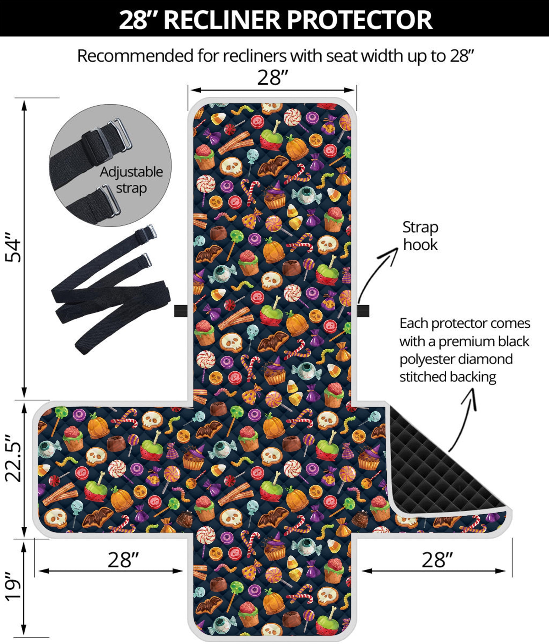 Halloween Candy Pattern Print Recliner Protector