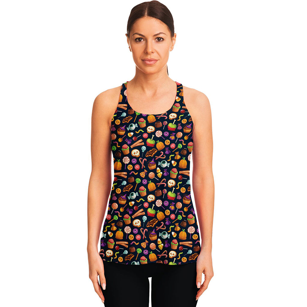 Halloween Candy Pattern Print Women's Racerback Tank Top