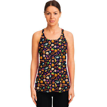 Halloween Candy Pattern Print Women's Racerback Tank Top