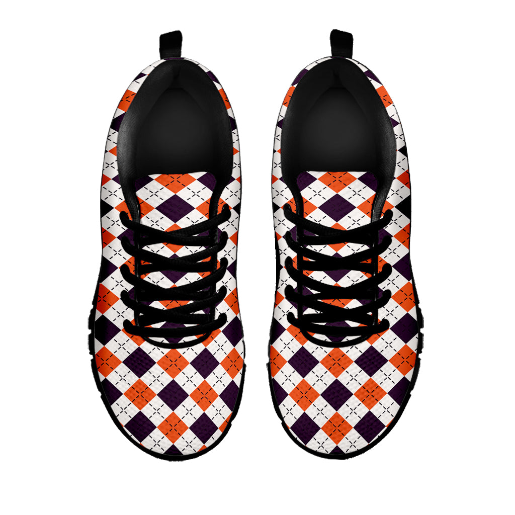 Halloween Checked Pattern Print Black Sneakers