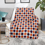Halloween Checked Pattern Print Blanket