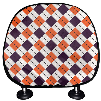 Halloween Checked Pattern Print Car Headrest Covers