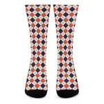 Halloween Checked Pattern Print Crew Socks