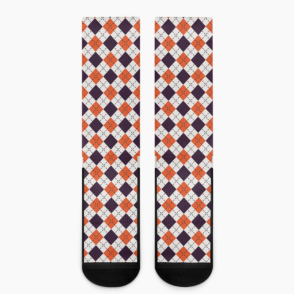 Halloween Checked Pattern Print Crew Socks