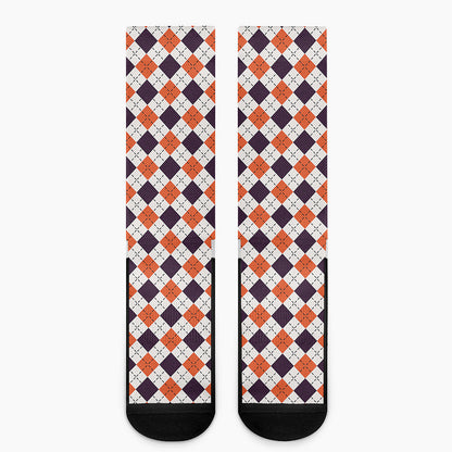 Halloween Checked Pattern Print Crew Socks