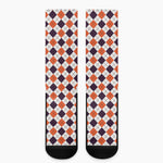 Halloween Checked Pattern Print Crew Socks