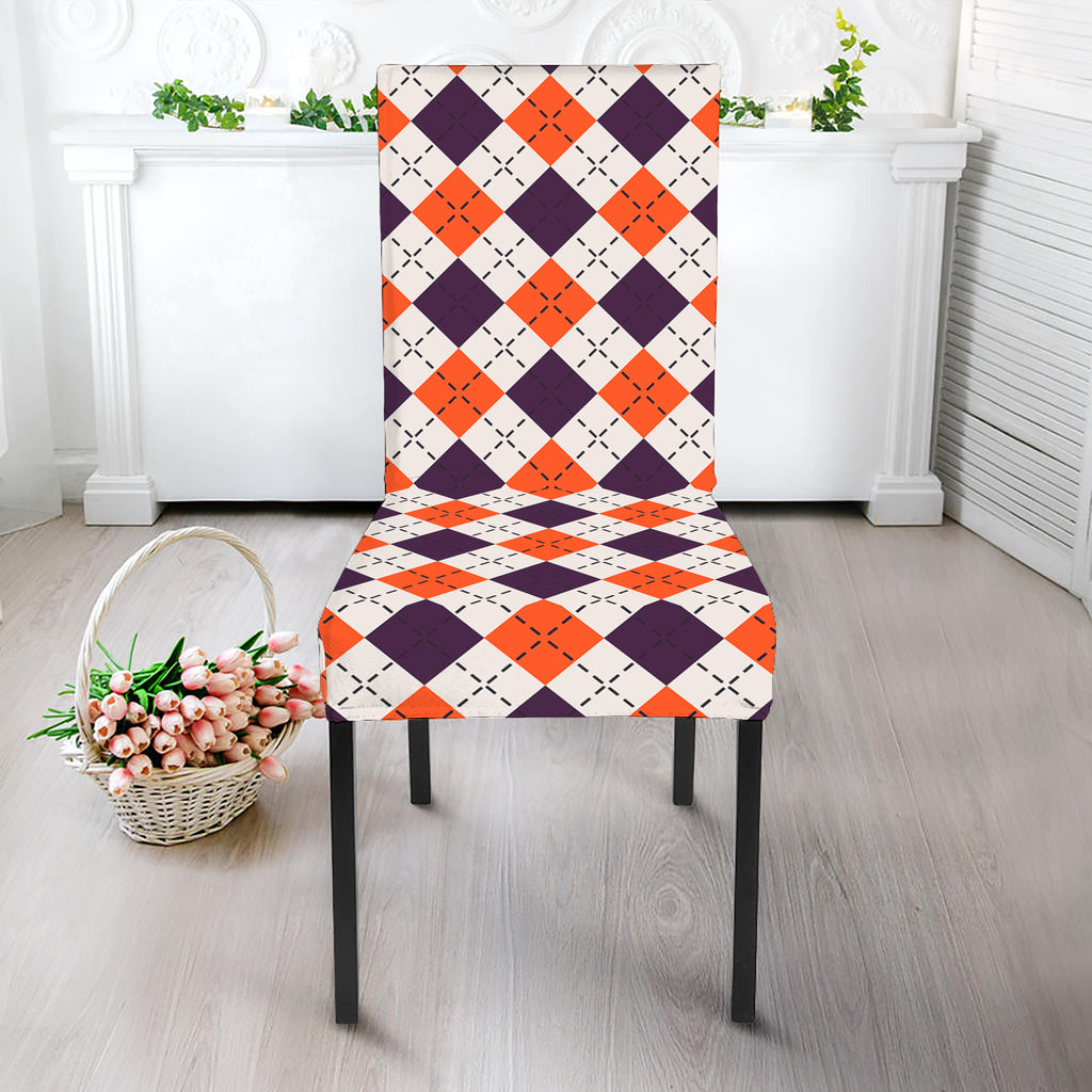 Halloween Checked Pattern Print Dining Chair Slipcover