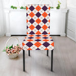 Halloween Checked Pattern Print Dining Chair Slipcover