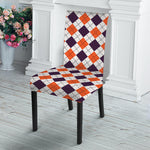 Halloween Checked Pattern Print Dining Chair Slipcover