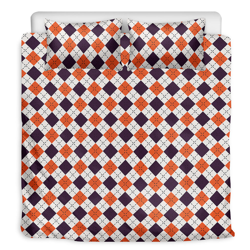 Halloween Checked Pattern Print Duvet Cover Bedding Set