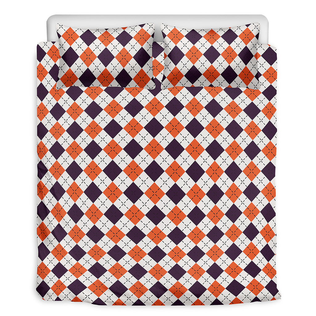 Halloween Checked Pattern Print Duvet Cover Bedding Set