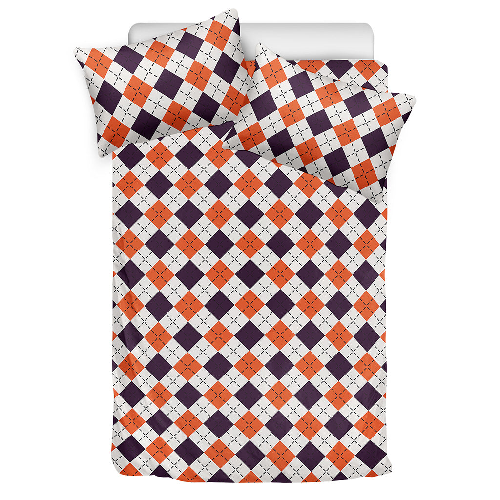 Halloween Checked Pattern Print Duvet Cover Bedding Set