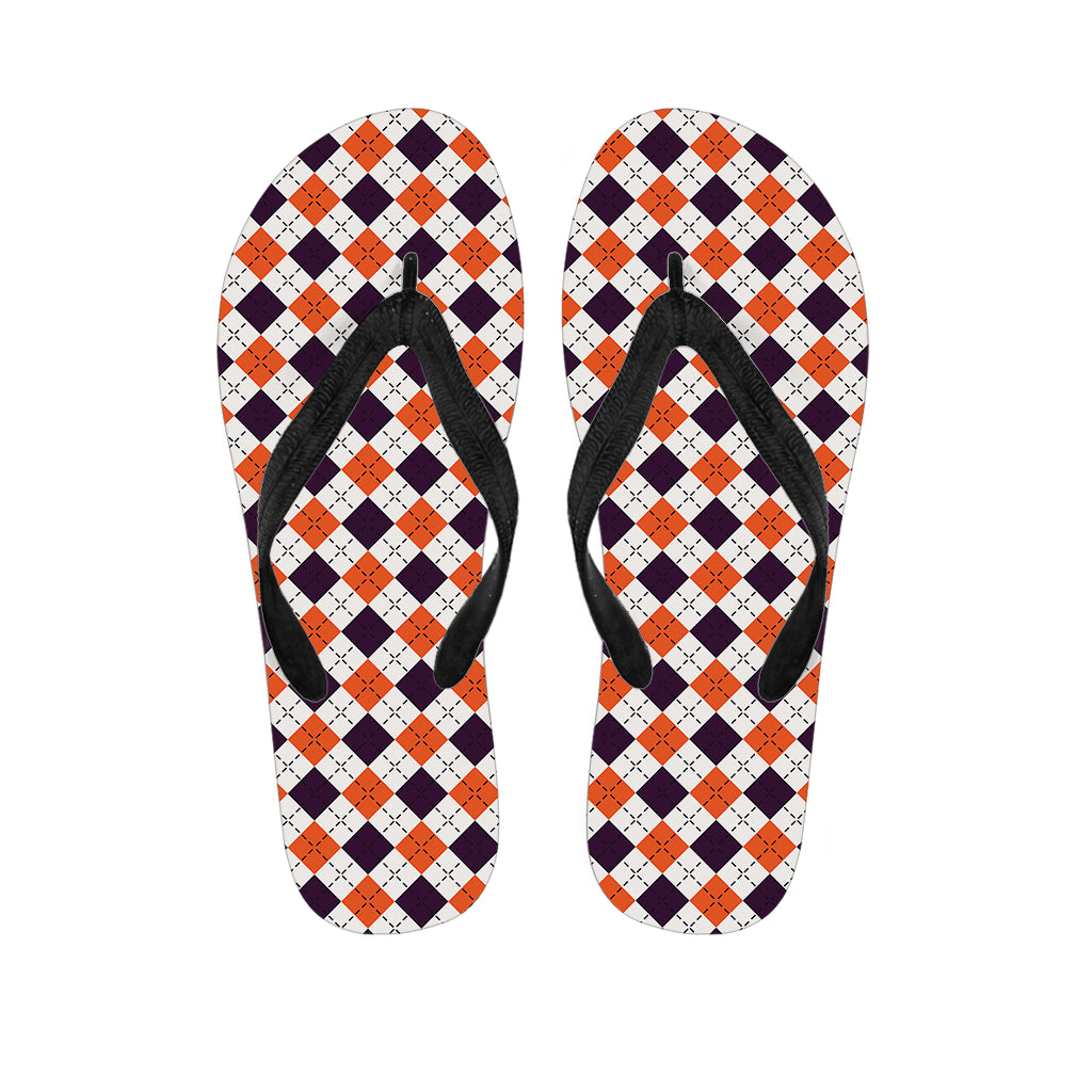 Halloween Checked Pattern Print Flip Flops