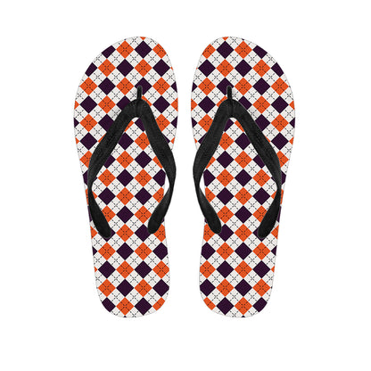 Halloween Checked Pattern Print Flip Flops